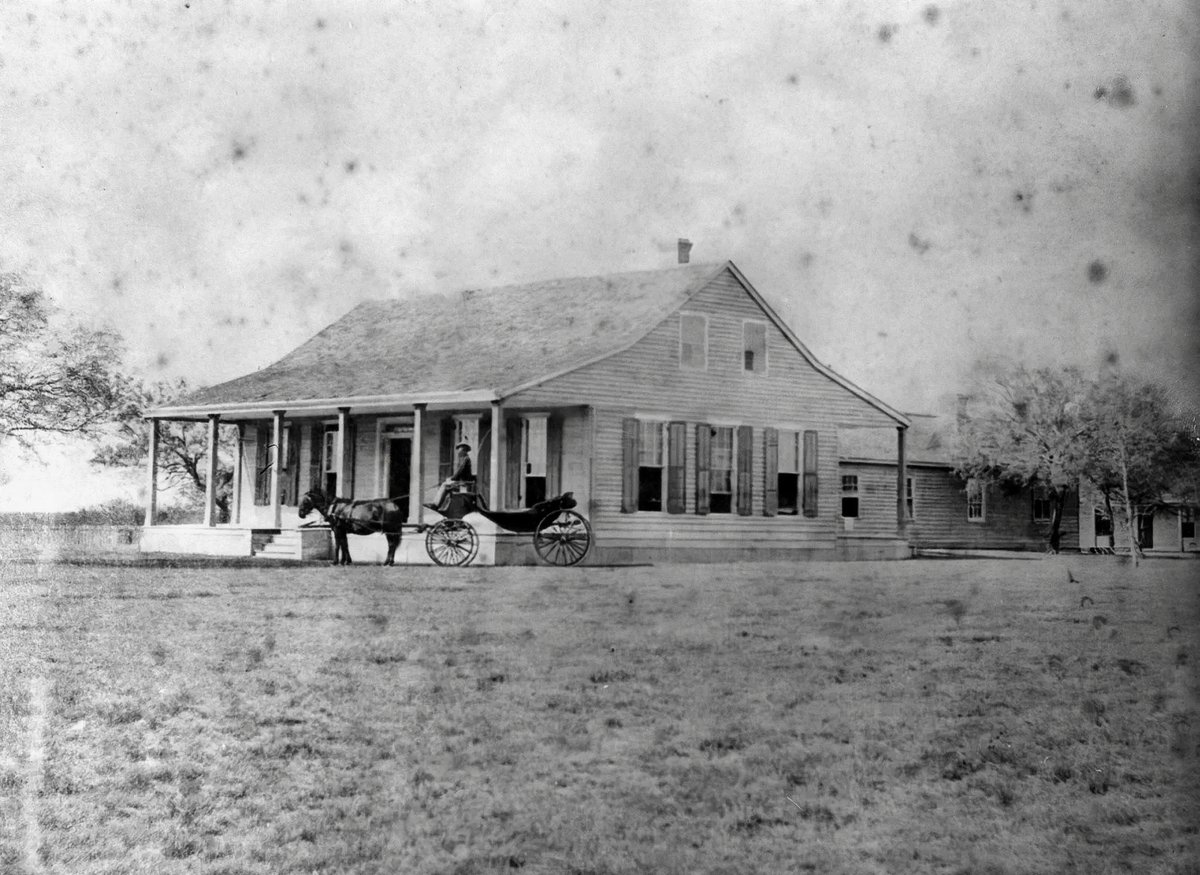 The Arcane Texas Fact of the Day: At 825,000 acres, the King Ranch in South Texas is larger than the state of Rhode Island, which is roughly 797,000 acres. Shown Here: a photo of the original King Ranch house, built in 1857 by Captain Richard King, burned down in 1911.