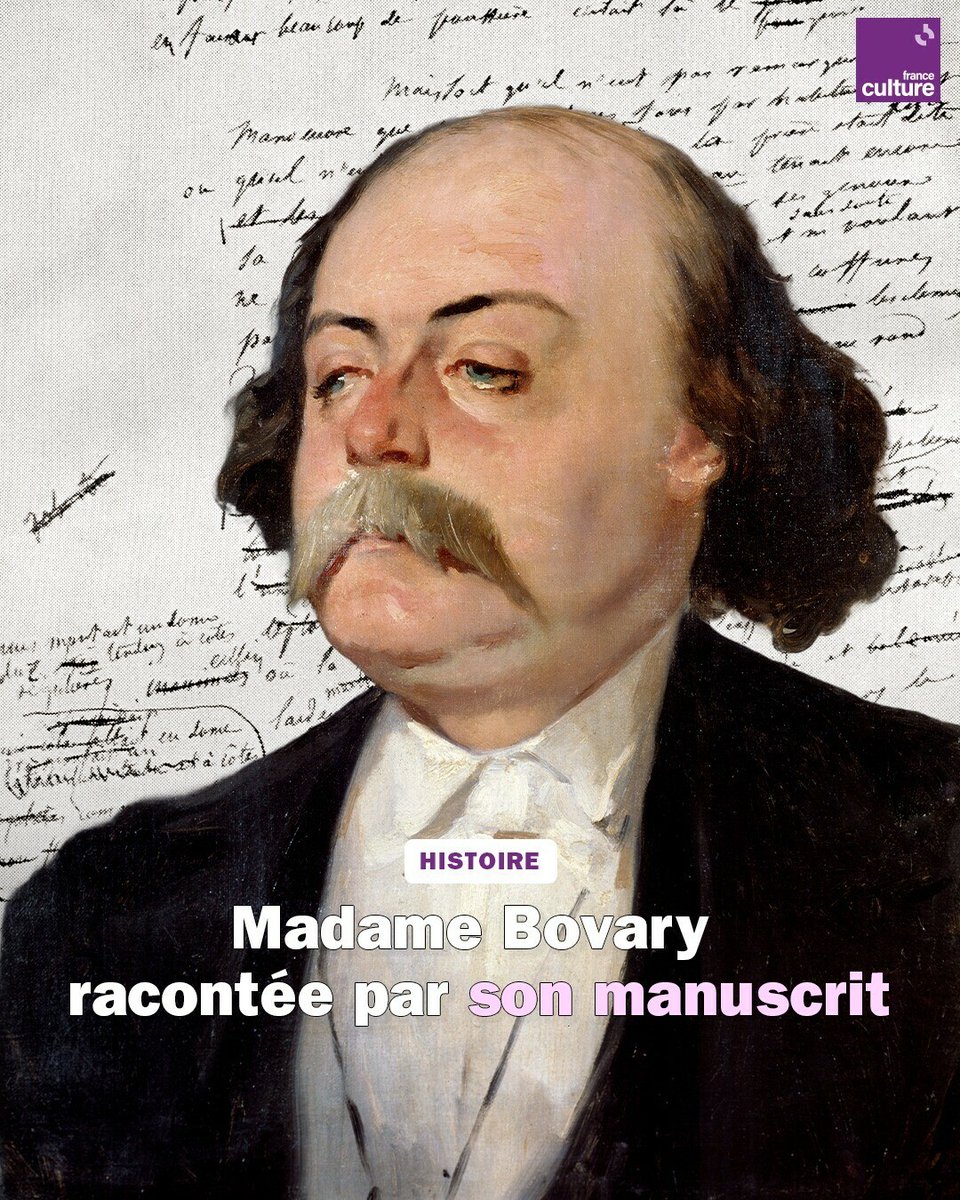 Le 15 avril 1857 parait 'Madame Bovary' de Flaubert. L'écrivain passa près de cinq ans à l’écrire, 4 500 pages de corrections, en quête du mot juste qui révèle son génie. ➡️ l.franceculture.fr/NiF