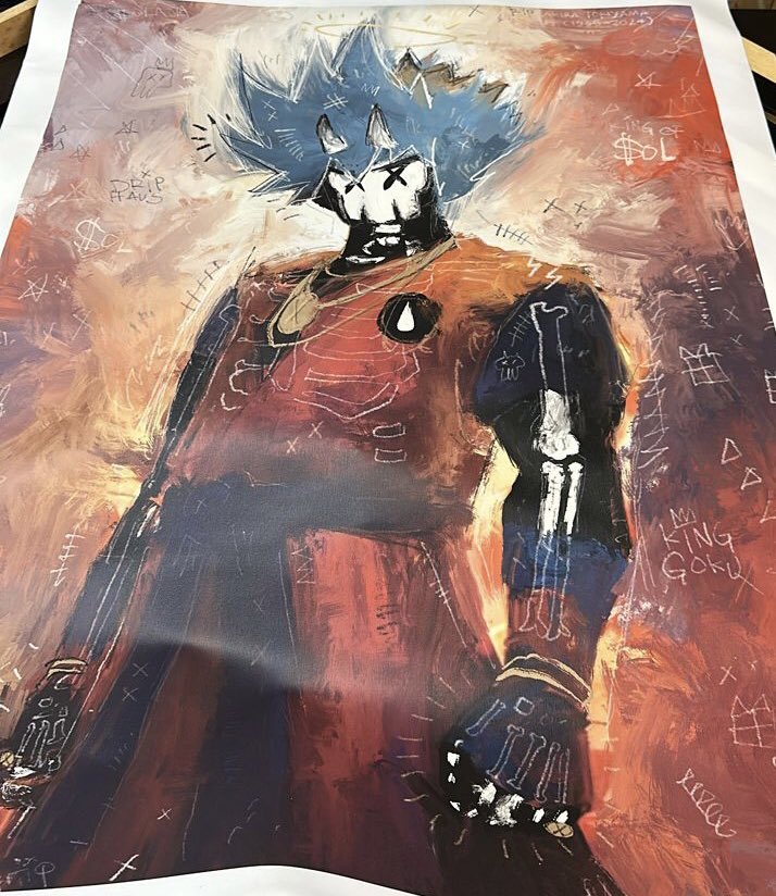 DrRobo7's tweet photo. The biggest physical ever made for my 1/1 work 🥲✨

KiNGGOKū is going allllll the wayyy to the other side of the globe 🗺✨🌎

THANK YOU DEAR SIR CD @Cryptoodude 🥲🙏🏻✨💧🙏🏻💜💚

MUCH LOVE 😭🙏🏻✨💜💚

THiS iS DRiP💧✨

@drip_haus 

#DRiPLOMATS https://t.co/y7qqd54H41