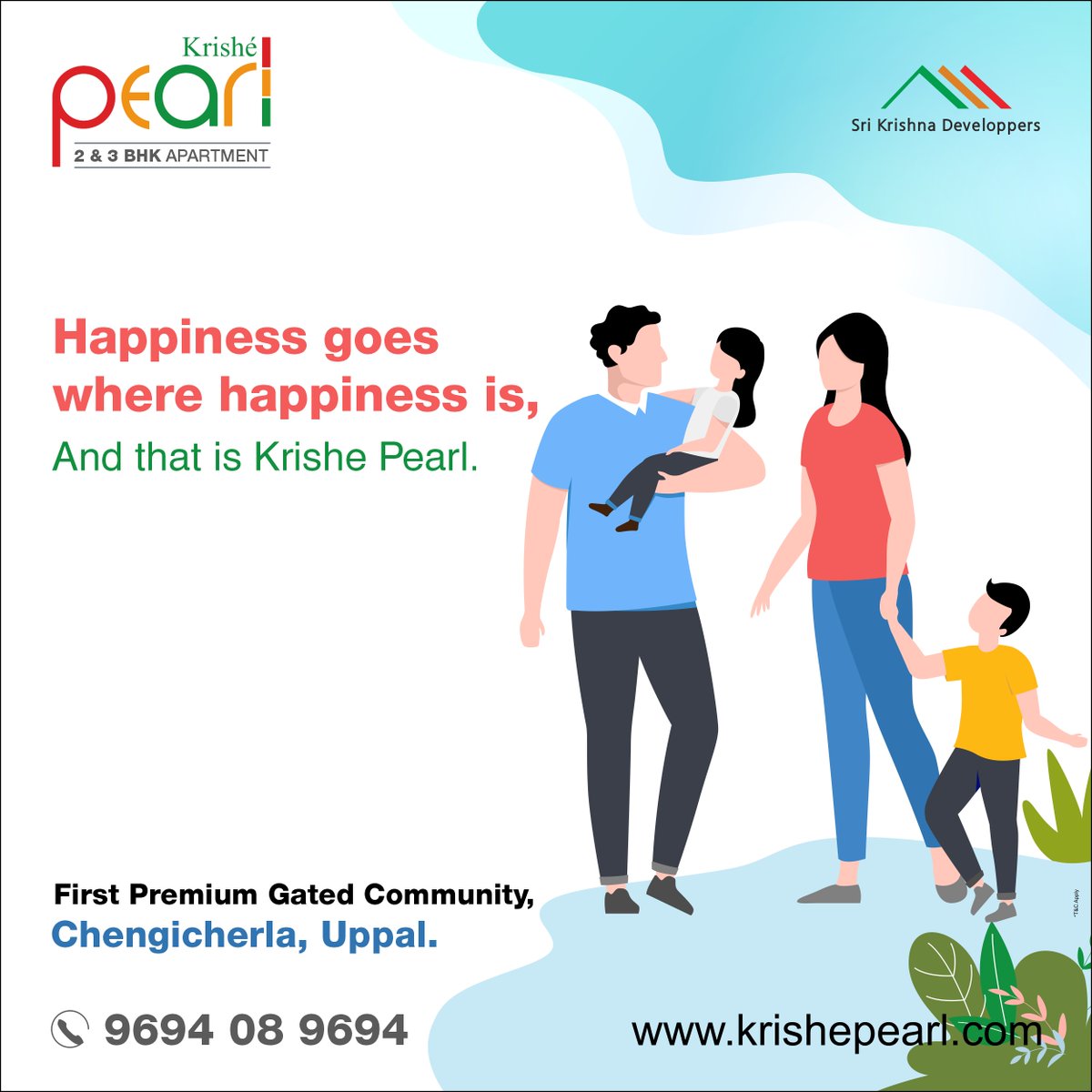 Isn't that true? The biggest happiness that we do get is where home is. A place to not just live but every moment to be captured in memories. Let that place be here at krishe pearl
#srikrishnadeveloppers #srikrishnagroup #krishepearl #premiumflats #2BHKapartments #3BHKapartments