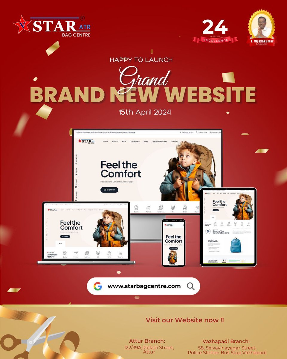 KarmaDev_in's tweet image. "𝐒𝐭𝐚𝐫 𝐁𝐚𝐠 𝐂𝐞𝐧𝐭𝐫𝐞 - 𝐄𝐯𝐞𝐫𝐲 𝐂𝐮𝐬𝐭𝐨𝐦𝐞𝐫'𝐬 𝐂𝐨𝐦𝐟𝐨𝐫𝐭 "

 Super excited to launch the brand new website.... Everything at the right time , with great efforts by our team !!

#WebsiteLaunch #Starbagcentre #KarmaDev