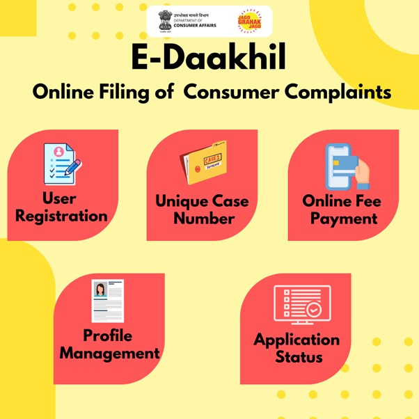 jagograhakjago's tweet image. With E-Daakhil portal (edaakhil.nic.in) at disposal, Consumers can conveniently seek resolution of Consumer Complaint from their homes🏠 by following the simple steps. #ConsumerRights #eDaakhilPortal #ConsumerComplaints #Convenience