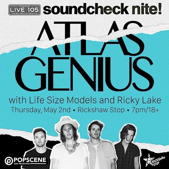 Now Playing: 'State of Mind' by LOCALS @LifeSizeModelss Catch this local band at @PopsceneSF's SOUNDCHECK NITE at @RIckshawStopSF with @AtlasGenius and opener @whoisRickyLake ~ it's goin down 5/2! 🎫: buff.ly/49siW1Y #NP on @live105fm’s SOUNDCHECK w/ @AaronAxelsen