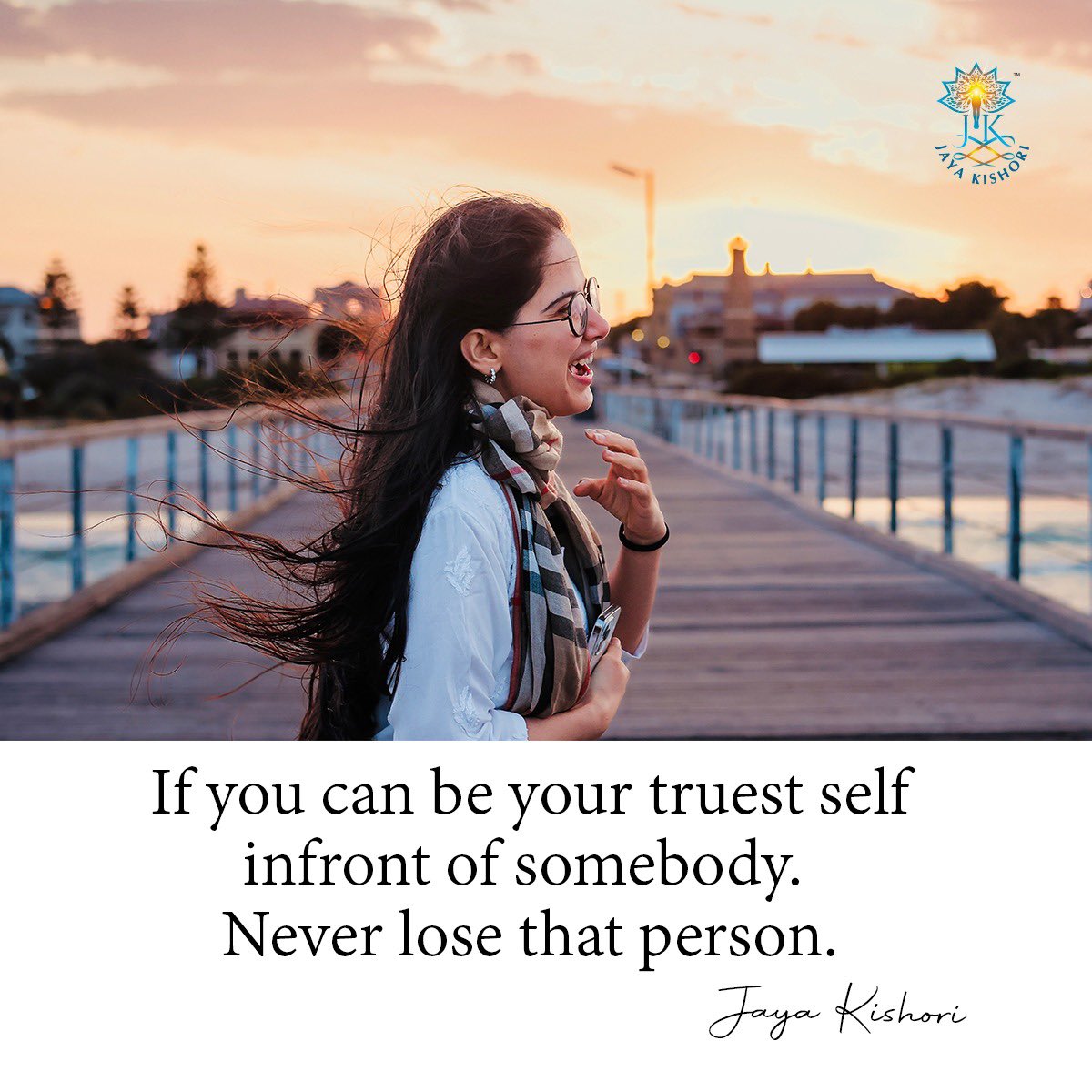 If you can be your truest self infront of somebody. Never lose that person. #jayakishori #jayakishorimotivation #motivationalquotes #dailymotivation #harekrishna