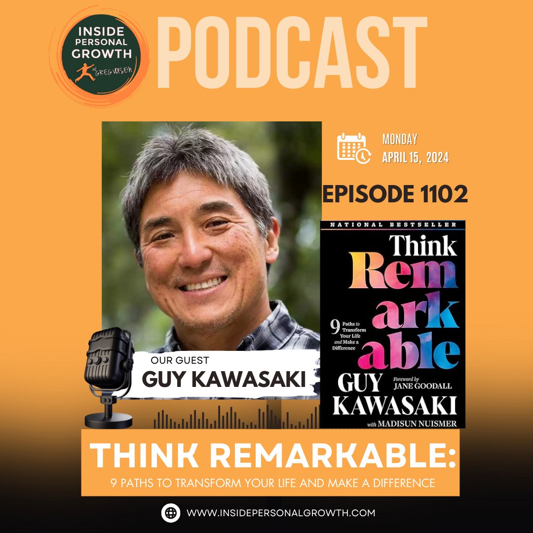 Get ready for an insightful journey with Podcast 1102 featuring the legendary Guy Kawasaki! 🎙️ Tomorrow morning, we're releasing my podcast about his latest book 'Think Remarkable.' 📚 Don't miss this chance to uncover the secrets to thinking differently and making an impact. 🌟