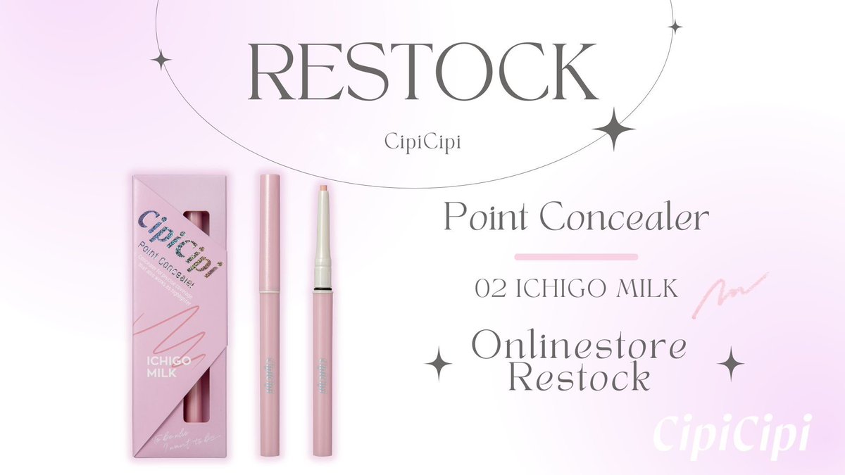 𐙚₊˚OnLineStore Restock⊹ᡣ𐭩 ✦⋆𝑪𝒊𝒑𝒊𝑪𝒊𝒑𝒊 𝑷𝒐𝒊𝒏𝒕 𝑪𝒐𝒏𝒄𝒆𝒂𝒍𝒆𝒓 02 𝑰𝑪𝑯𝑰𝑮𝑶 𝑴𝑰𝑳𝑲 ⋆✦ 公式オンラインストア再入荷しました🎀 目元の血色感をUPしてくれる ほんのり赤みピンク！ 是非この機会にGETしてね🍓୨୧˚｡⋆ #CipiCipi #シピシピ