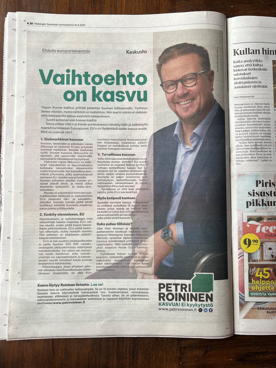 Hallitus käy vaikeassa tilanteessa kehysriiheen. Työvälineistä 
- leikkaussaksia tarvitaan väistämättä
- veroruuvia ei lainkaan

Todellinen vaihtoehto on kasvu❤️. Tarjoan yhteistyön kättä - Roinisen lista käytettävissä.

#politiikka #talous