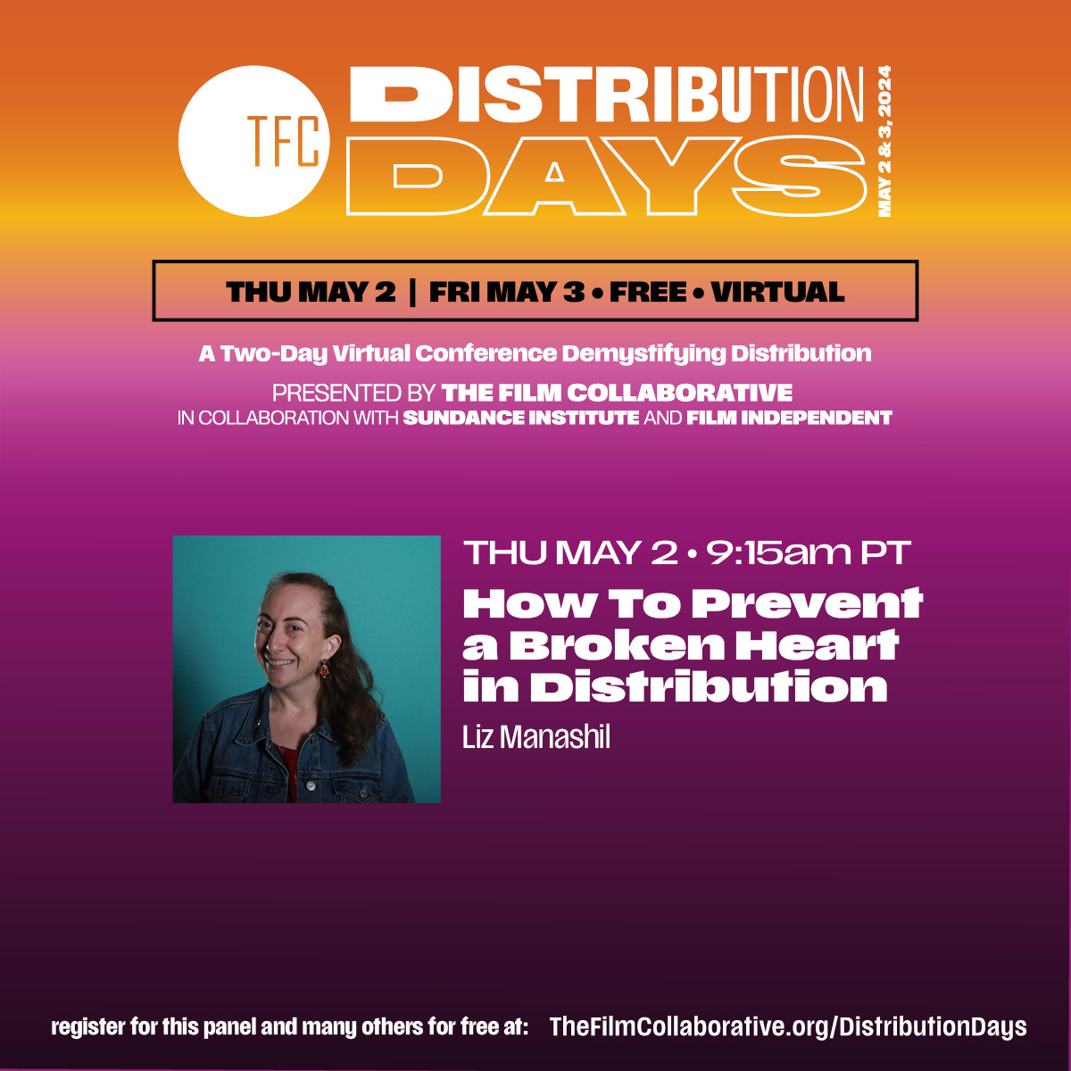 One of 8+ Sessions in TFC Distribution Days - May 2 & 3 - Virtual Register for Free: thefilmcollaborative.org/distributionda…