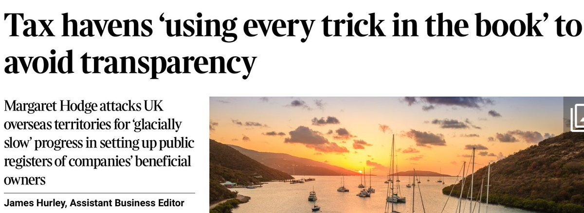 UK’s own tax havens miss deadline for public registers of who actually owns companies bit.ly/3vRRMTD @anticorruption organisation TI says UK territories and dependencies provide “a safe haven for criminals, kleptocrats and tax evaders to store their ill-gotten gains”.