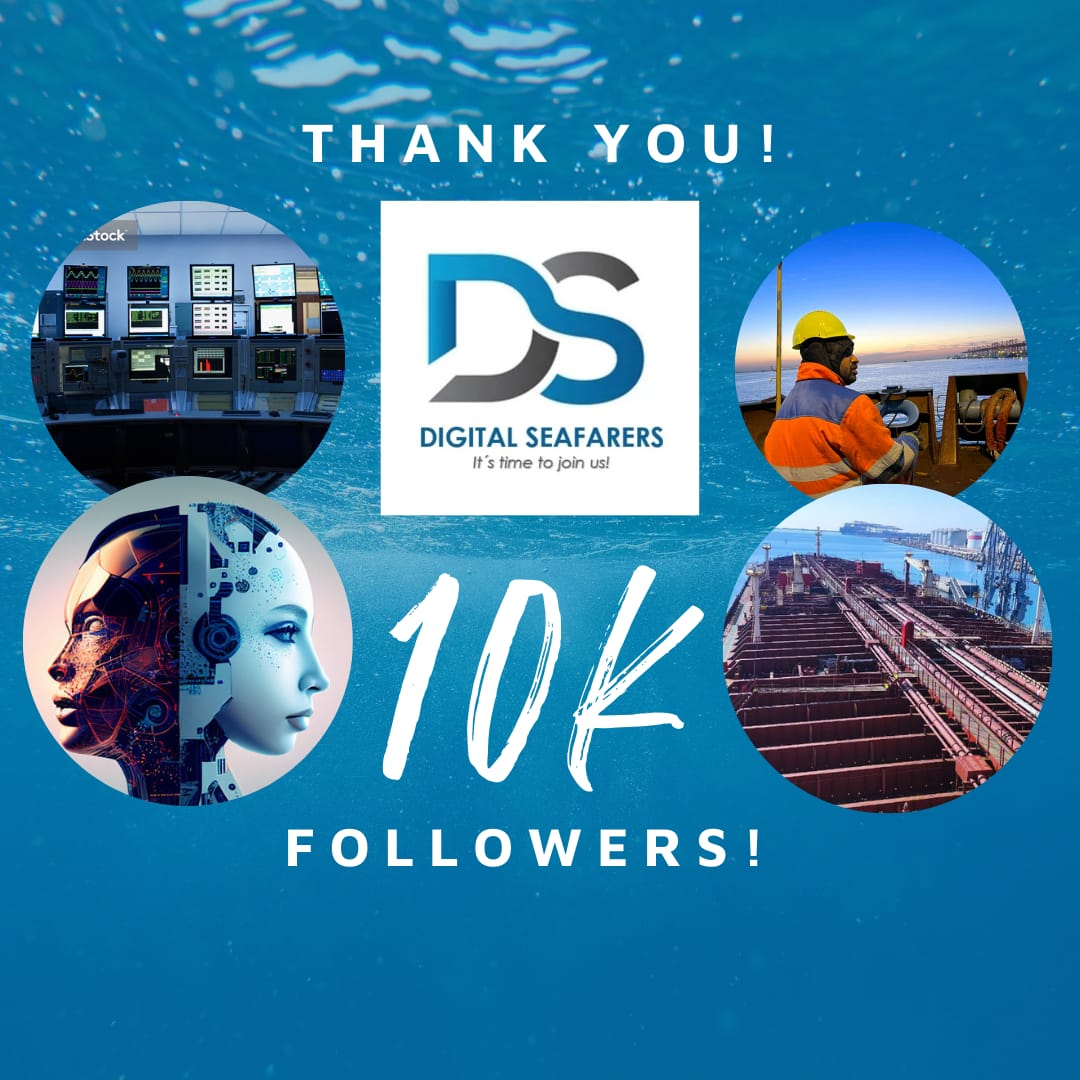 🎉 Thank you to our amazing digital seafarers community for helping us reach 10k followers on Instagram 🌊⚓️ Let's keep sailing ahead, embracing new skills and knowledge to navigate the ever-changing seas of technology in the maritime world. #DigitalSeafarers #MaritimeCommunity