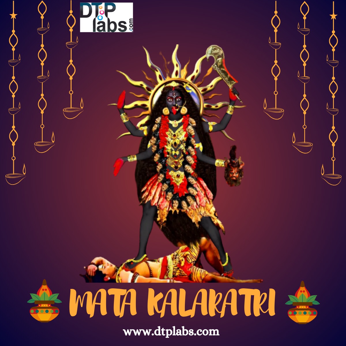 Happy 7th Day of Navratri! Today marks the celebration of Goddess Kaalratri, the fierce embodiment of Shakti. Wishing you all joy, prosperity, and spiritual fulfillment! . #Navratri #GoddessKaalratri #Celebration #Culture #dtplabs #Festivities