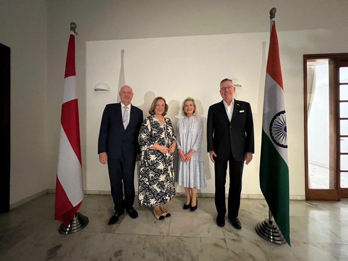 Thought provoking discussion with Dpty Chair of the Holck-Larsen Foundation Mr and Mrs Steenstrup focusing on India and its opportunities #ViksitBharat @DenmarkinIndia