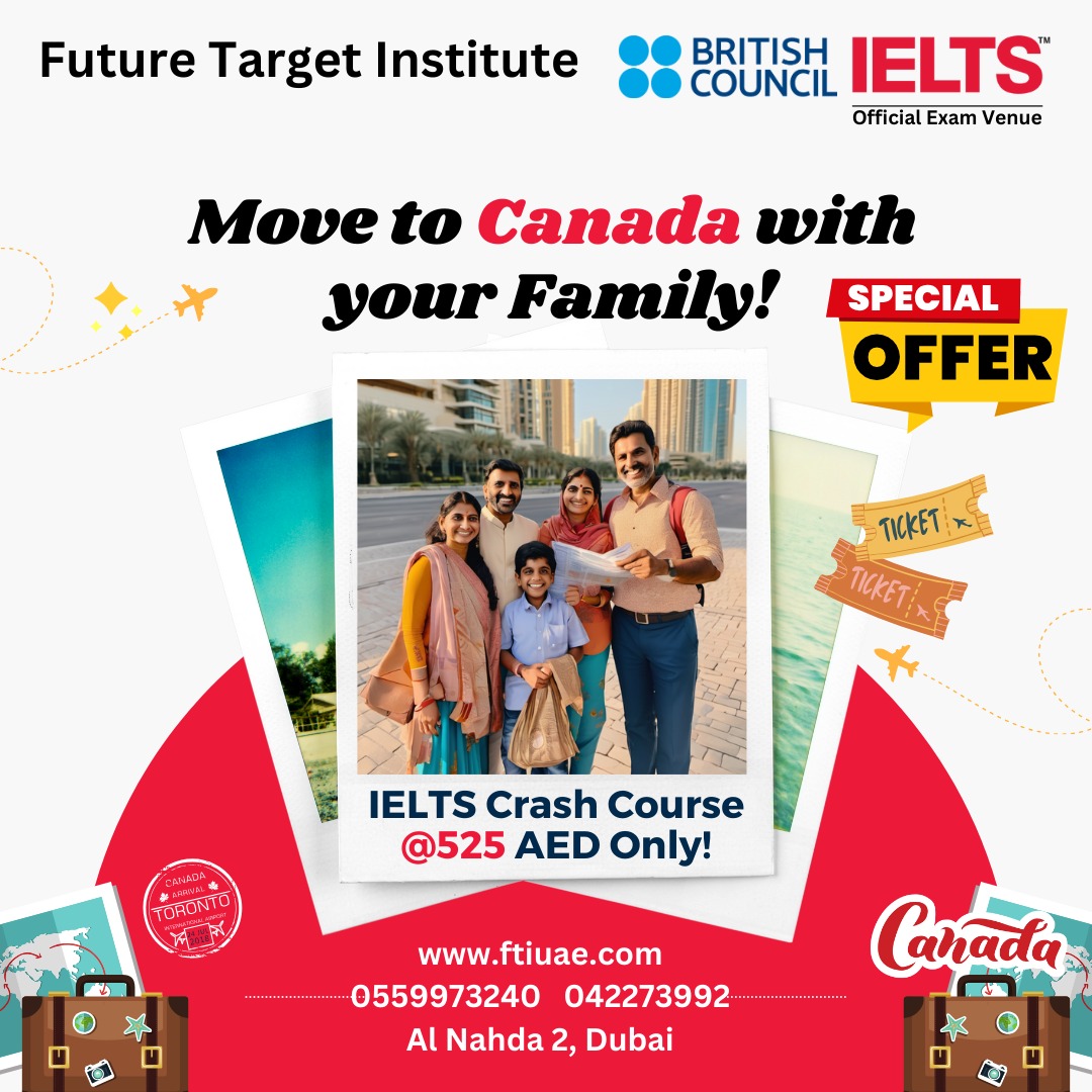 Are you dreaming of a new life in Canada?
FTI is offering a special IELTS Crash Course for only 525 AED! 
#canadaimmigration #immigratetocanada #canadavisa #canadianimmigration
#movingtocanada #newlifeincanada #ielts #ieltstraininginuae