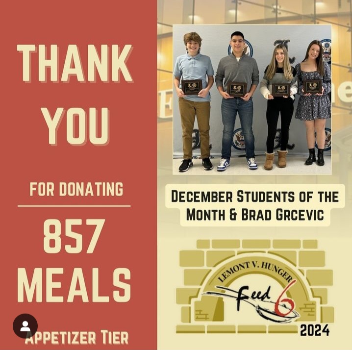 Lemont V. Hunger (@lemontvhunger) on Twitter photo Thank you to <a href="/Lemont_HS/">Lemont High School</a> 's December Students of the Month for choosing LvH as their charity! Also, a big thank you to Brad Grcevic for sponsoring our students.
#WeAreLemont Thank you to <a href="/Lemont_HS/">Lemont High School</a> 's December Students of the Month for choosing LvH as their charity! Also, a big thank you to Brad Grcevic for sponsoring our students.
#WeAreLemont