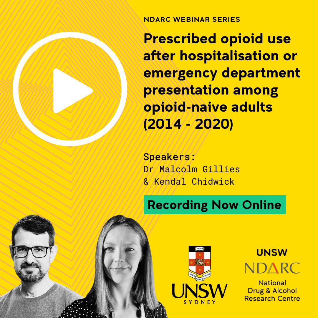 Many are concerned about taking prescription opioids, yet rigorous data about the settings in which courses of opioids are initiated is lacking. Learn more from Dr Malcolm Gillies and Kendal Chiswick. Catch up now on last week’s webinar now: youtube.com/watch?v=2BT_sx…