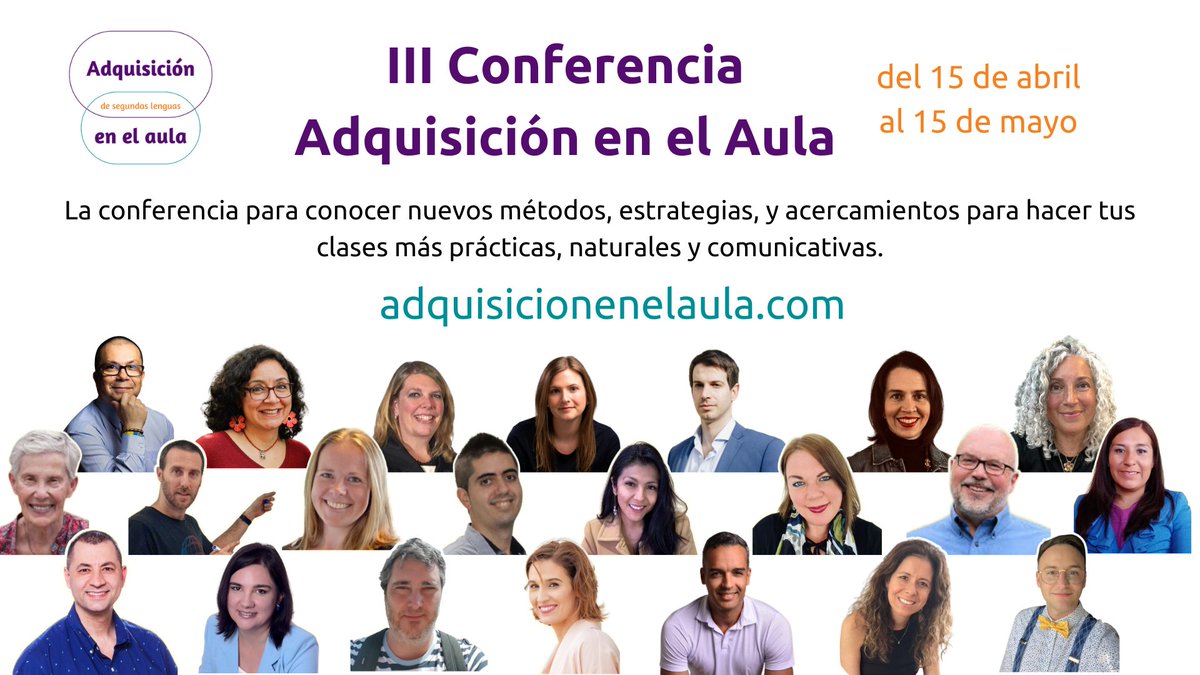 didactas's tweet photo. ¡La III Conferencia Adquisición en el Aula
ya comenzó!
Desde el lunes, 15 de abril de 2024 hasta el miércoles, 15 de mayo de 2024
Puedes ver los contenidos (o inscribirte si aún no lo has hecho) en  https://t.co/2BabvLrVP8 https://t.co/WfDckZcta6