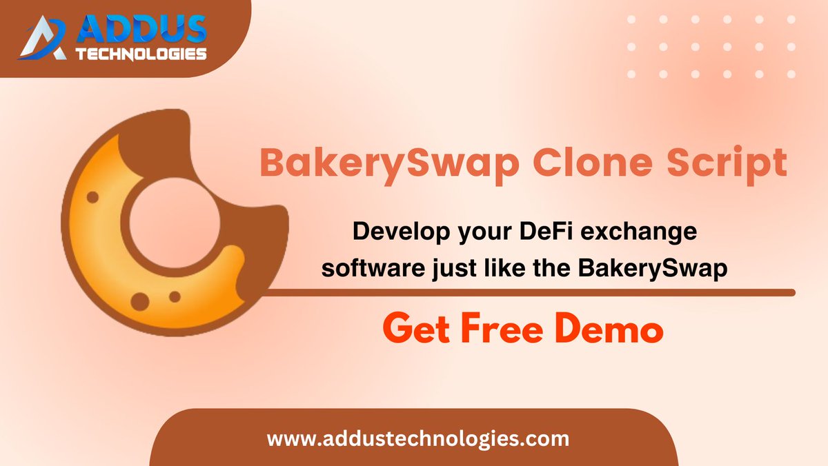 As soon as you intend to begin your DeFi-tokenized bakery NFT and crypto exchange, you might need help and advice. Indulge into our BakerySwap Clone Script. 

Explore More - addustechnologies.com/bakeryswap-clo…

#DeFi #NFTMarketplace #CryptoTrading #BakerySwapClone