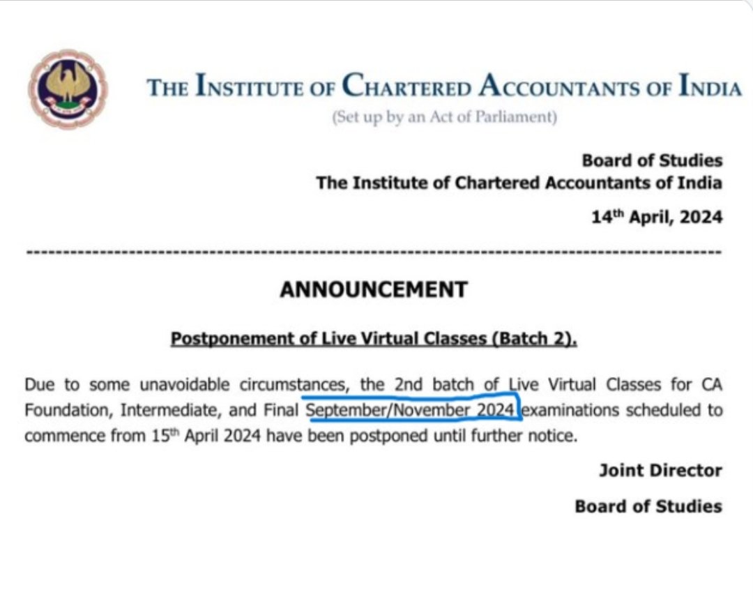 kirankumarck's tweet photo. Looks like something's cooking @ ICAI, hope it turns out to be something tasty for CA students, especially the Finalists, who have been screwed left, right &amp; center. #castudents https://t.co/a8hgUbIlBh