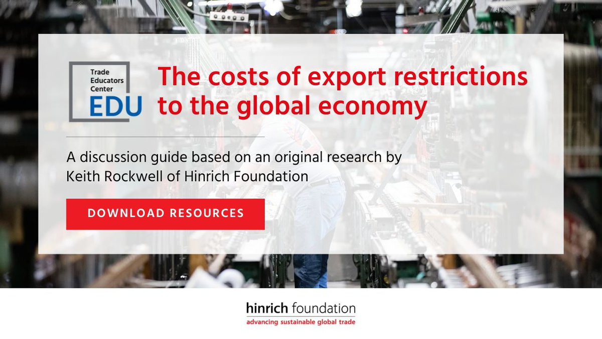 The increasing use of #export restrictions over the last decade has emerged as one of the most adverse trends in #globaltrade with lasting effects on the #worldeconomy. Learn more with our discussion guide based on a report by Keith Rockwell: buff.ly/3vyTpFH