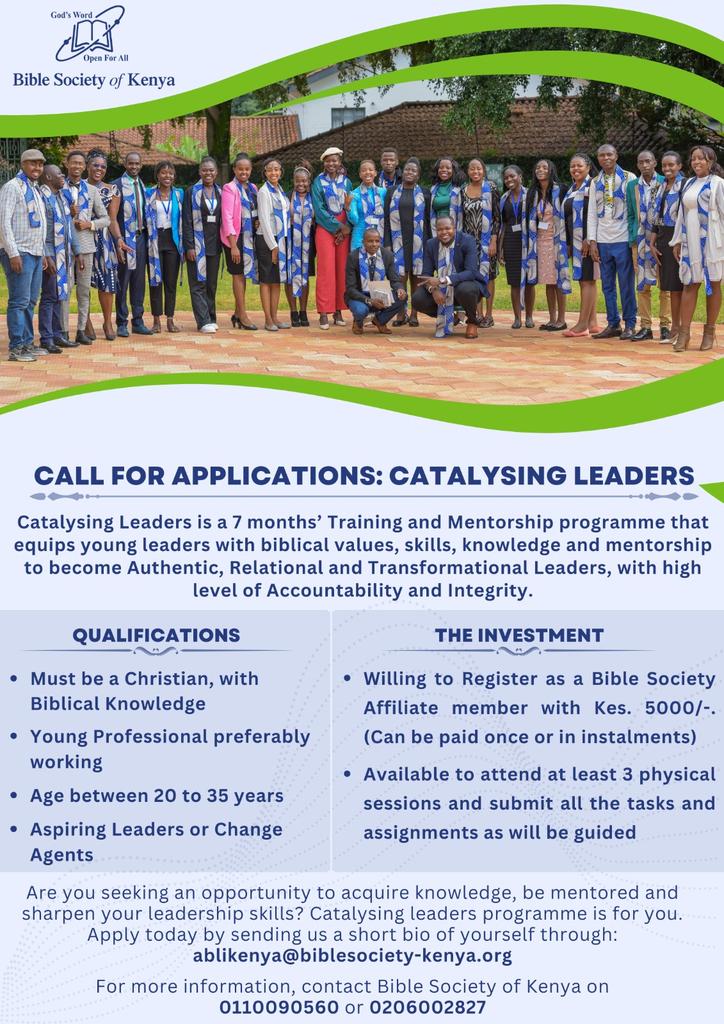 Are you seeking an opportunity to acquire knowledge, be mentored and sharpen your leadership skills. Catalysing leaders is here for you. Register via this link by April 30th 2024 forms.office.com/r/x4UAQzuf1P #catalysingleaders #leadership #youthinleadership #youth