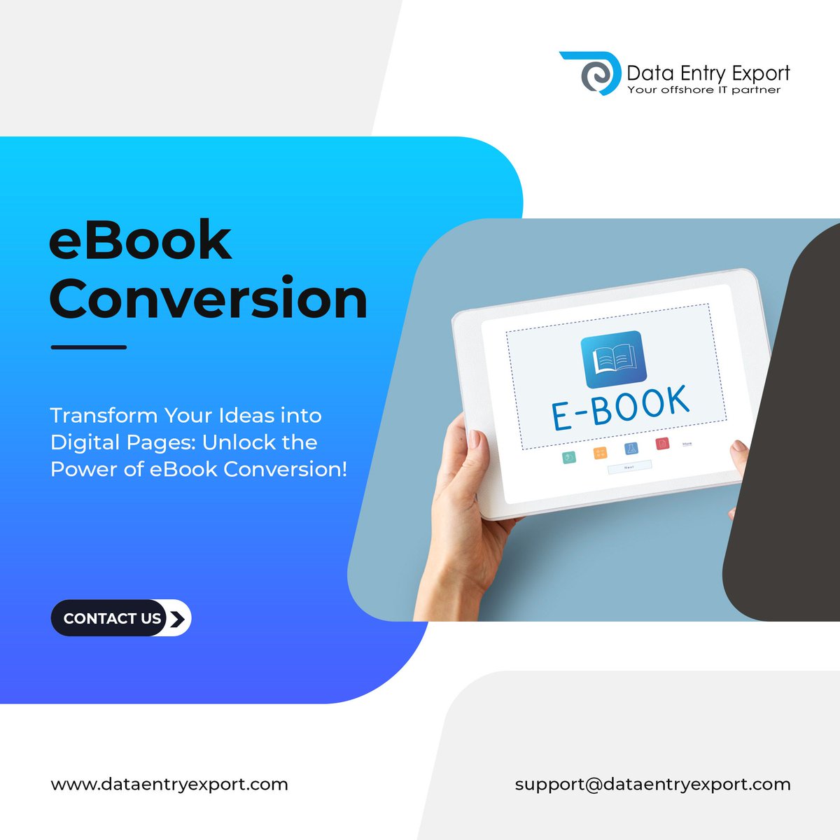 Ready to publish your book? Our ebook conversion services ensure seamless transition to digital formats.

Read more: dataentryexport.com/ebook-conversi…

Email us: support@dataentryexport.com

#ebook #bookconversion #bposolutions #bposervices #business