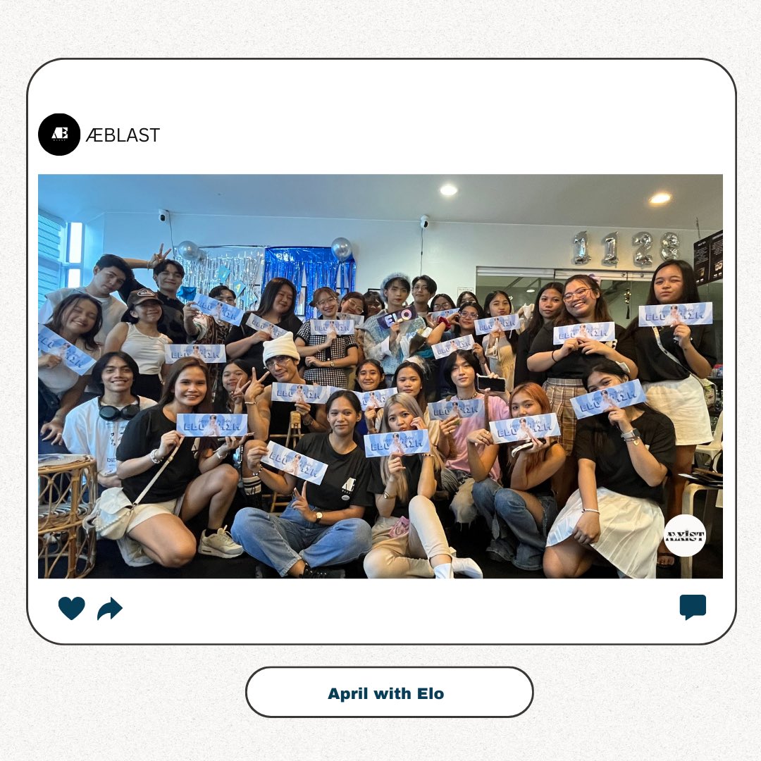 AEXIST4AEBLAST's tweet photo. ÆXIST, thank you so much for celebrating Elo's Day with us through April with Elo; your enthusiastic presence never fails to liven up the event.

Special shoutout to Blvck Purple Davey for joing us.

#ÆBLAST
#ÆBLAST_Elo
#AprilWithElo
#ÆXIST https://t.co/sneX6pNblr