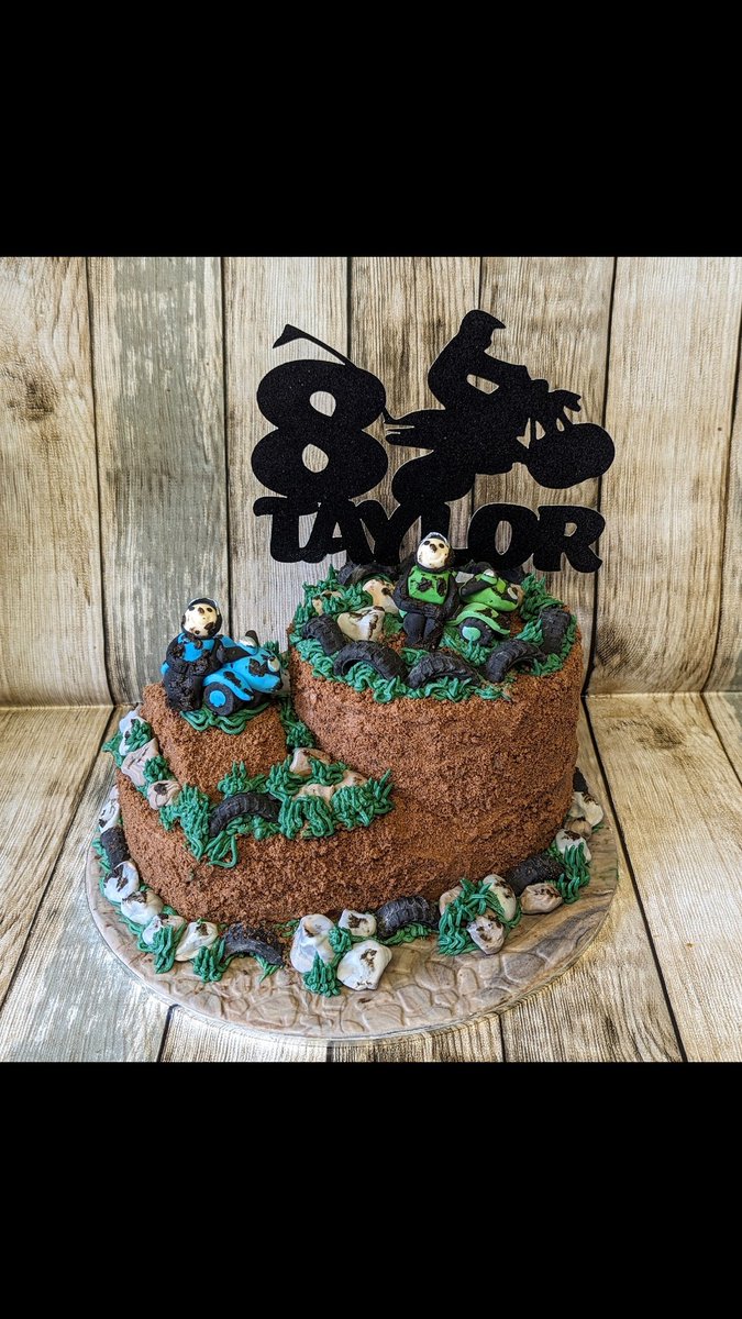 A chocolate fudge quad bike themed cake for a friends little boys birthday,all handmade figures #Chocolate #cake @SugarandCrumbs @carrs_flour #birthdayboy #buttercream #twitterbakealong