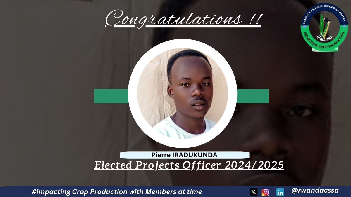 AgriPeakClub's tweet photo. Huge congrats to Jean Pierre IRADUKUNDA, our new Project Manager.
We trust your leadership to turn vision into action & deliver initiatives that empower our members & communities.
Your drive for innovation & accountability is an inspiration! #RCSSAProjectManager https://t.co/vpDiX4TNAO