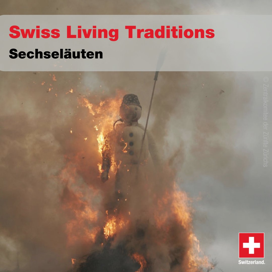 #Sechseläuten heralds the beginning of spring in Zurich with festivities culminating with the burning of the Böögg .⛄The snowman, placed on a stake and encircled by galloping horses, is set on fire at 6 pm. The faster the head explodes, the finer the summer will be.#swissculture