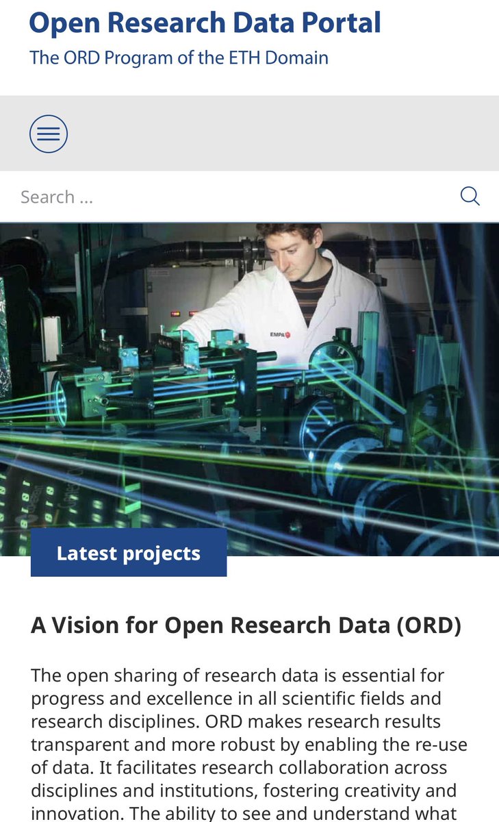 Open Research Data New website of the Open Research Data Program of the ETH Domain and its seven institutions Join us and learn more about program and projects here open-research-data-portal.ch