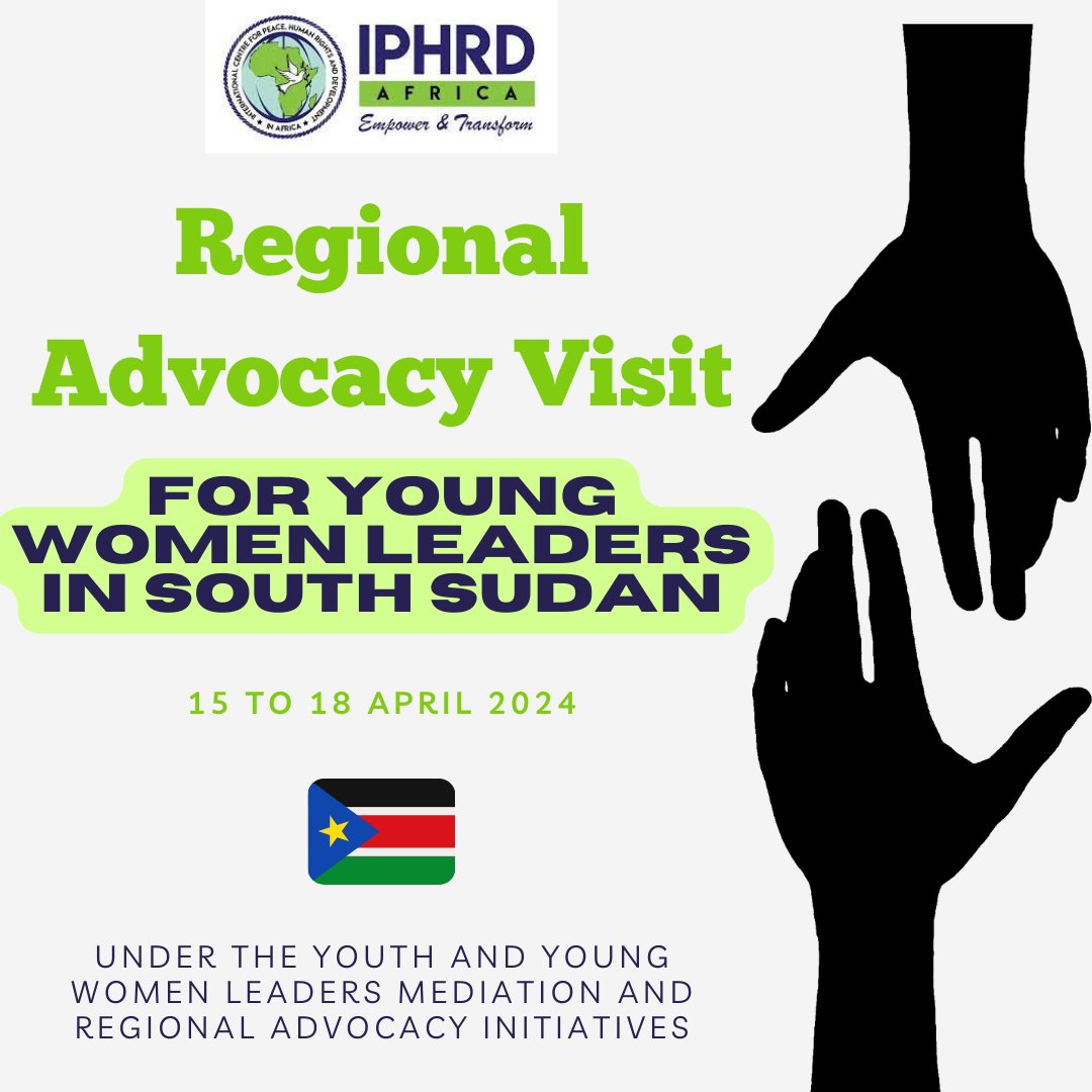 This week @iphrdafrica will be in Juba South Sudan for the Advocacy Mission engaging stakeholders on advancing the role of youth especially young women in peace processes. @NCA_RPP #Youth4Peace #UNSCR2250 #YPS #UNSCR1350