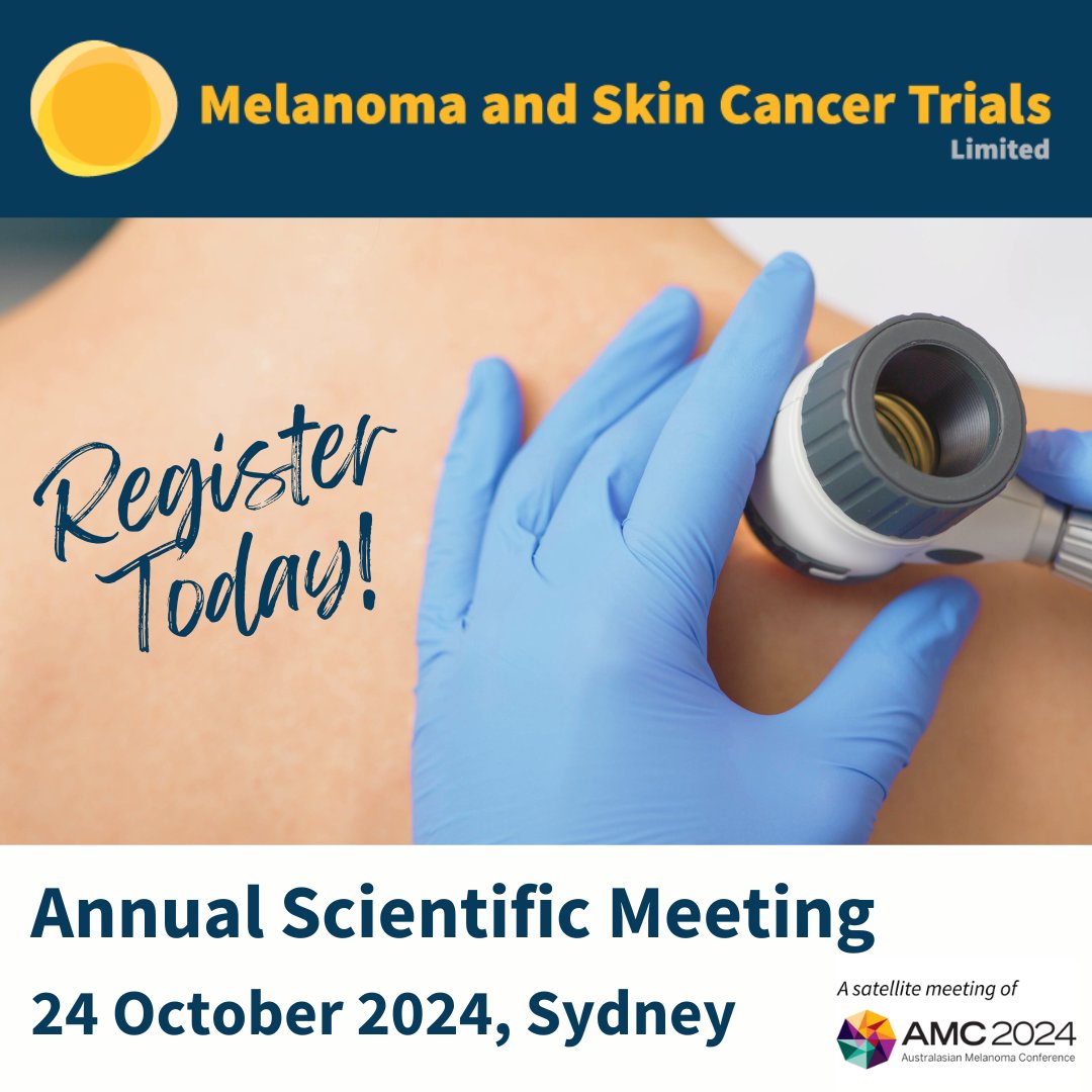 Want to hear about the latest advances in #melanoma & #skincancer clinical trials? Register for the Melanoma and Skin Cancer Trials Annual Scientific Meeting (ASM) - a satellite meeting of the 2024 Australasian Melanoma Conference (AMC).
Register 👉masc.org.au/asm-2024/