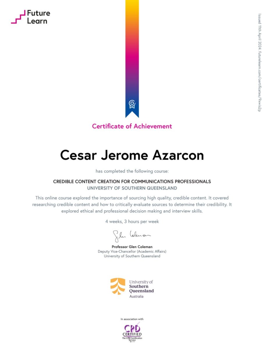 jeromekd's tweet image. Credible Content Creation for Communications Professionals by University of Southern Queensland and FutureLearn #CredibleContent #CCC #FutureLearn