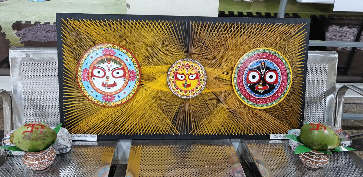 flagro_iiserbpr's tweet photo. Team Flagro made a very beautiful artwork on the occasion of Utkal Diwas and was presented during Udhbhavana. 
#stringart #pattachitra #lordJagannath https://t.co/86hip3JsUK