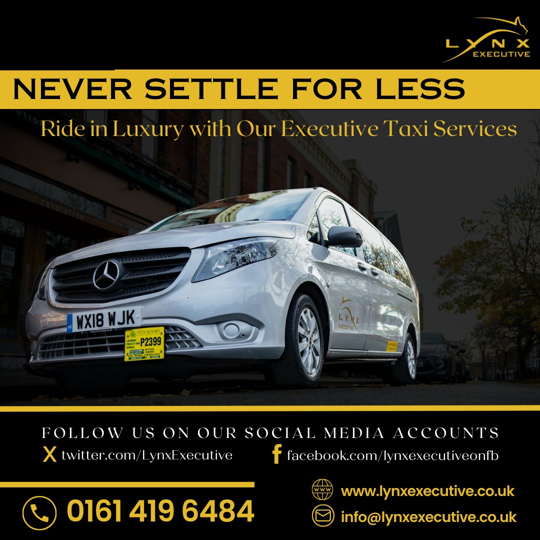 Ride in luxury with our executive taxi service #cheshire #mobberley #knutsford #wilmslow #bramhall #poynton @macclesfield #manchesterairport #hale #altrincham #tameside #denton #hyde #didsbury #gatley #heatons #newmills #romiley #adswood