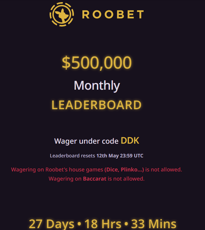Another $500,000 leaderboard. Yep 3 months in a god damn row! Challenges/DDK VIP/Leaderboard/Giveaways... Why are you still not on DDK?