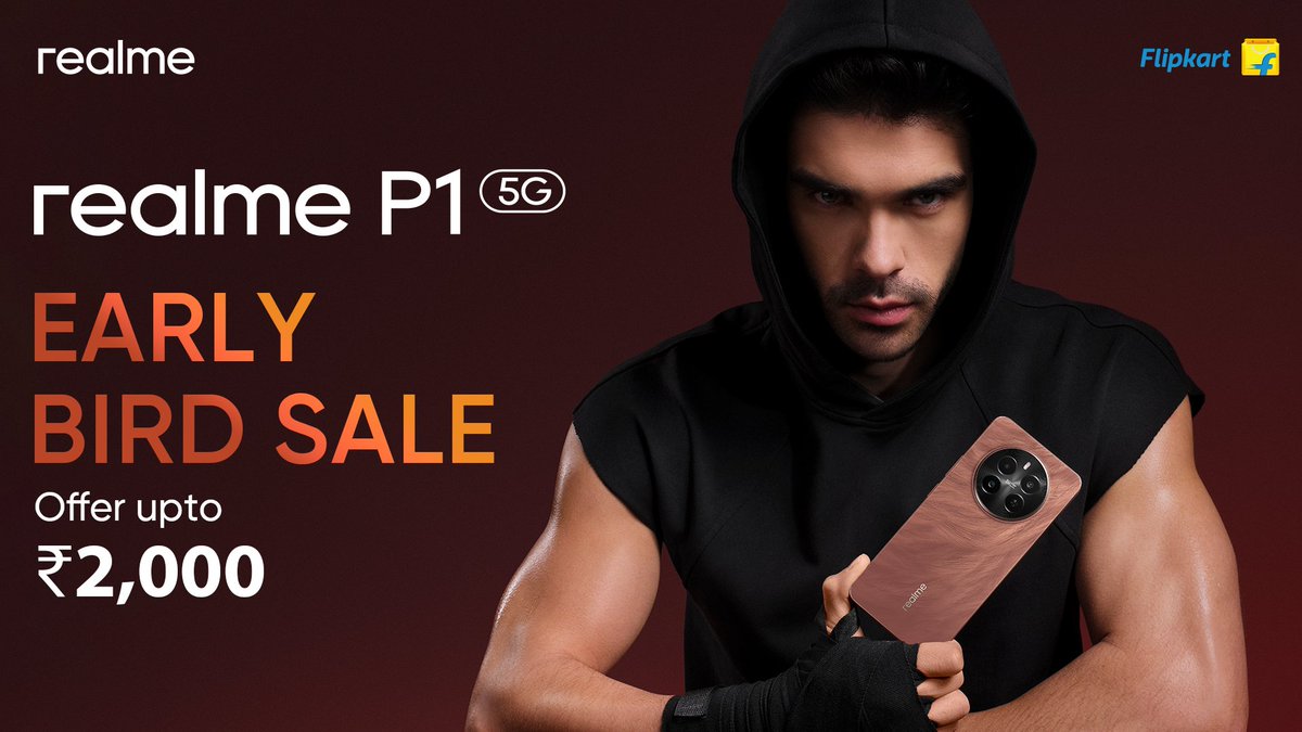 Excited to hold the power in your hands? Join the early bird sale today with offers upto Rs.2000 off🎉#realmePseries5G Join the live stream link to know more: bit.ly/4aTWkHM #realmeP1 5G