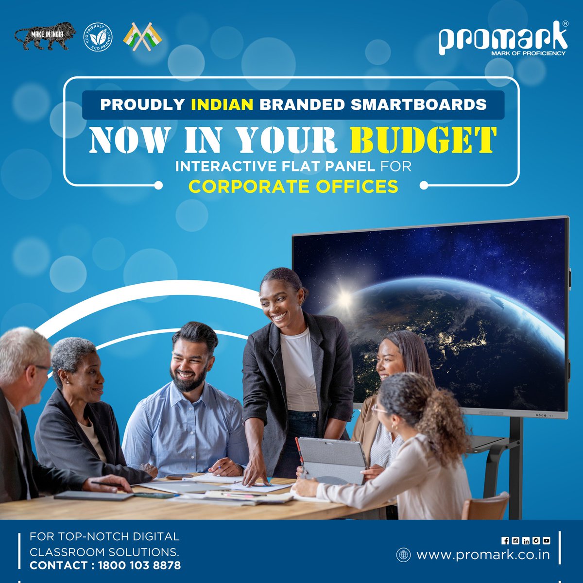 'Unlock productivity with our budget-friendly Smartboard solution for corporate offices. Elevate collaboration, streamline presentations, and embrace innovation effortlessly. Upgrade today for a smarter tomorrow!'
#Promark #Smartboard #interactiveflatpaneldisplay #officesolutions