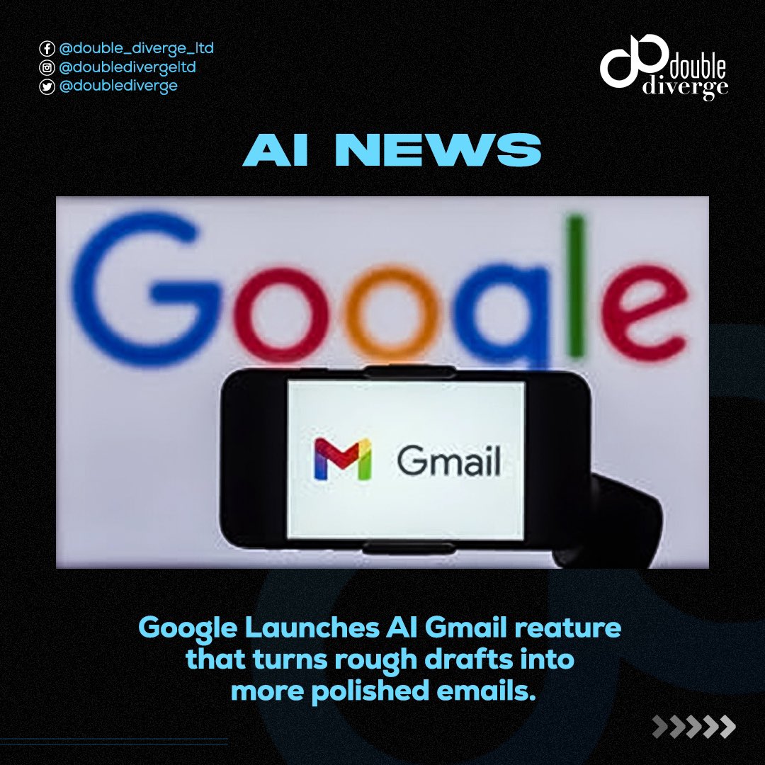 Doublediverge's tweet photo. News Updates!!! 

#doublediverge #digitalservices #artificialintelligence  #website #itsupport #googlegmail https://t.co/9tDC1Jucup
