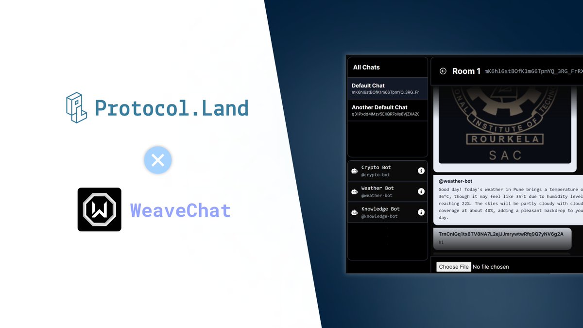 Chatrooms are evolving! Powered by @aoTheComputer, WeaveChat let's you ask questions to @Gemini in chat . The project also won @arweaveindia's top bounty at @ethmumbai We're excited to announce it is now permanently preserved on Protocol.Land bit.ly/3JjSfB9
