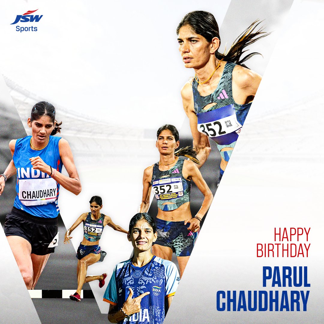 Happy Birthday to the trailblazing JSW Sports athlete, Parul Chaudhary! 🎂 From setting records to claiming golds, her unwavering dedication inspires us all. Here's to a year filled with triumphs and unforgettable moments! 🏅 #HappyBirthday #ParulChaudhary #BetterEveryDay