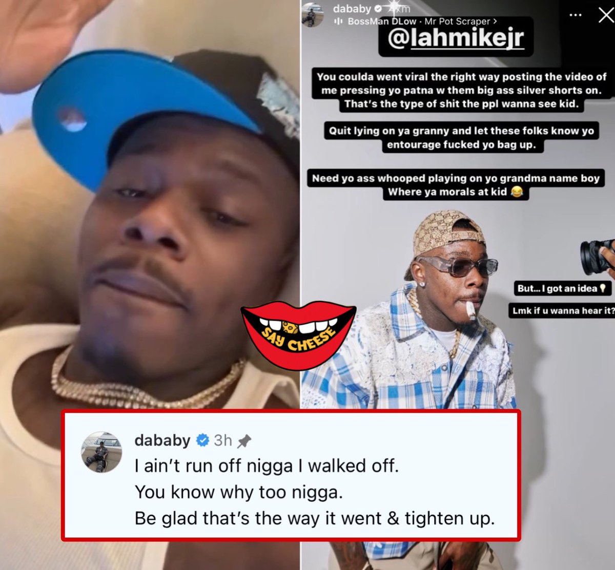DaBaby responds to a YouTuber's claim that he ran off with $20,000: “I ain’t run off n**** I walked off”
