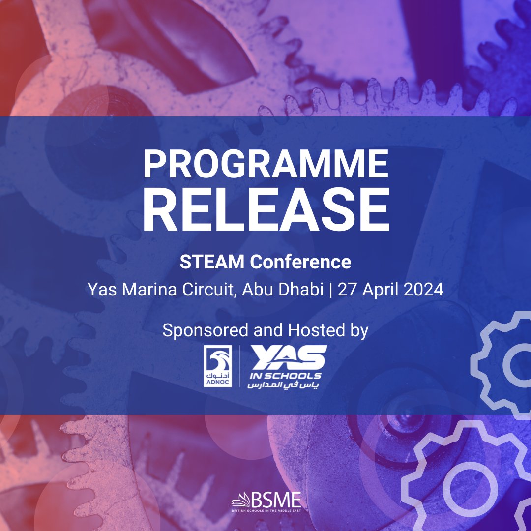 We are delighted to now be able to share with you the full programme for our upcoming STEAM Conference, sponsored and hosted by Yas in Schools Presented by ADNOC! You can view the full programme on our website via the link below👇 lnkd.in/dRxUZM5u #STEAMConference