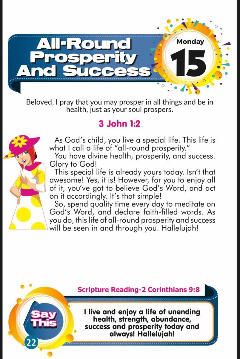SaintSeyiB's tweet photo. As God’s child, you live a special life. This life is what I call a life of “all-round prosperity.” You have divine health, prosperity, and success. 
However, for you to enjoy all of it, you’ve got to believe God’s Word and act on it. It’s that simple!

#RORER 
#RhapsodyApril15 https://t.co/eWoE39IvFa