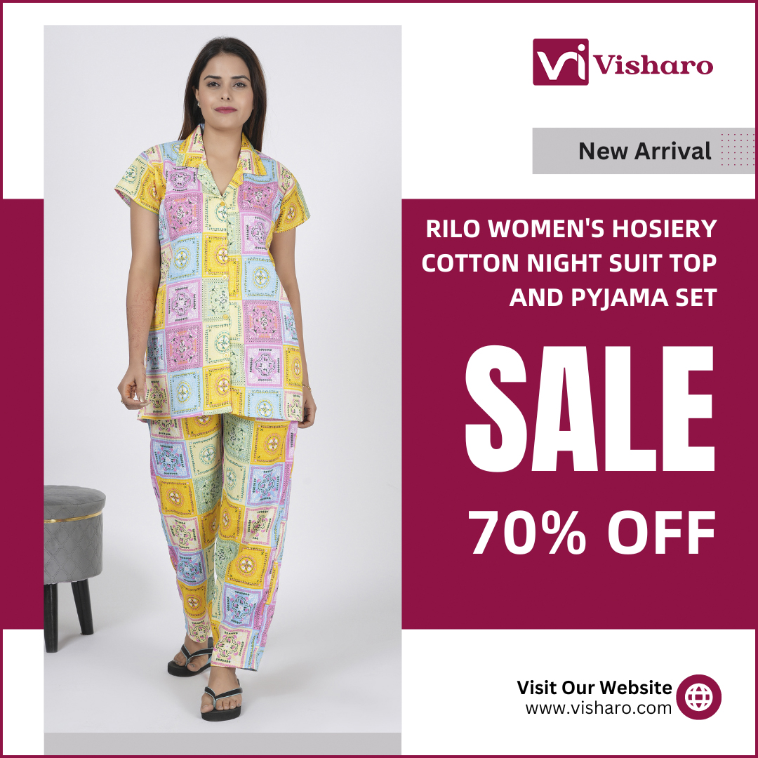 Rilo Women's Hosiery Cotton Night Suit Top and Pyjama Set

SALE 70% OFF

#onlineselling #onlineshopping #onlineseller #fashion #onlineshop #onlinebusiness #onlinestore #ecommerce  #clothes #online #business #selling #sellonline #accessories #handmade #clothing #visharo