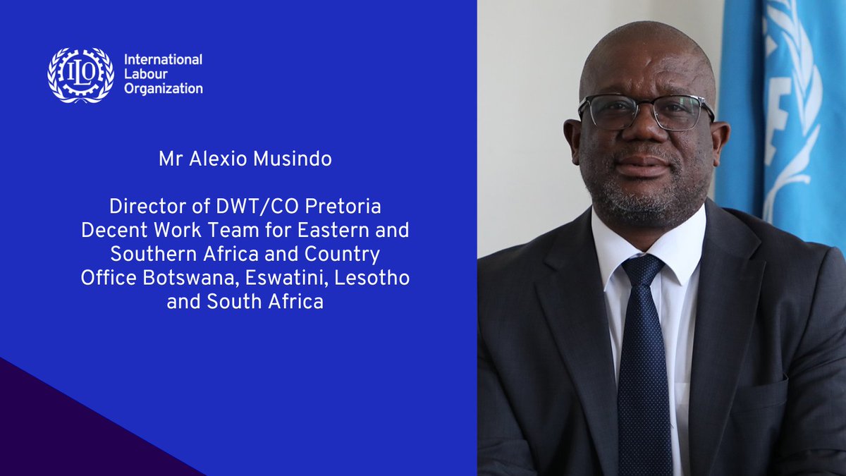 Join us to welcome Alexio Musindo as the New Director to @ilo_pretoria Director Musindo @MusindoAlexio will lead the Decent Work Team and Country Office in driving ILO’s efforts in promoting social justice an the Decent work agenda. @UNinSouthAfrica