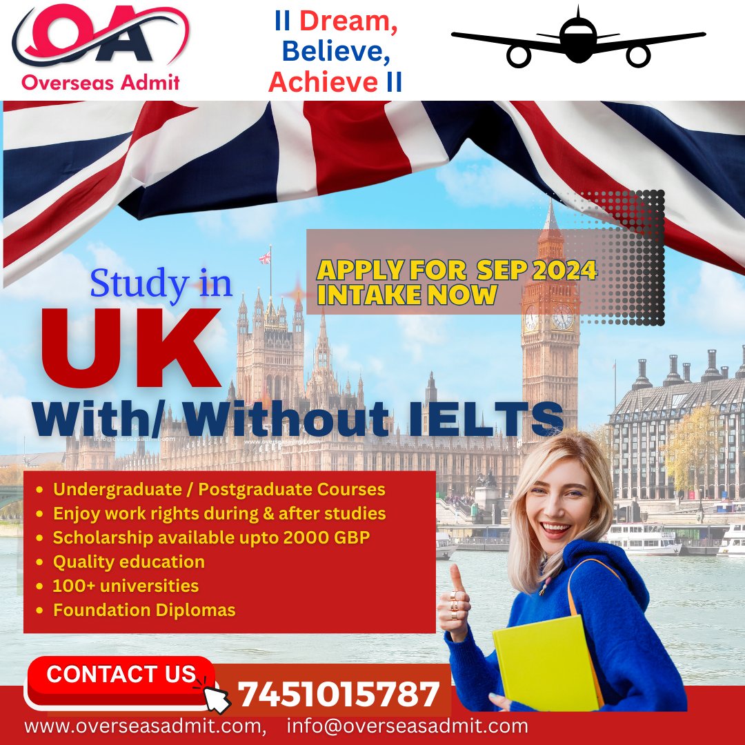 overseasadmit's tweet image. Unlock Your Future 🌟 Study in the UK this September 2024! 🎓 Explore endless opportunities and pursue your dreams with our September intake. #StudyAbroad #UKEducation #SeptemberIntake2024