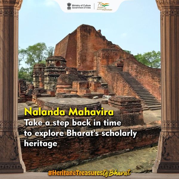 Discover the hidden gem of Bharat, the #NalandaMahavira a UNESCO  World Heritage Site that stands as a testament to India's rich intellectual heritage and academic excellence📷
#HeritageTreasuresOfBharat #Quiz #BharatKiVirasat #IncredibleIndia #AmritMahotsav