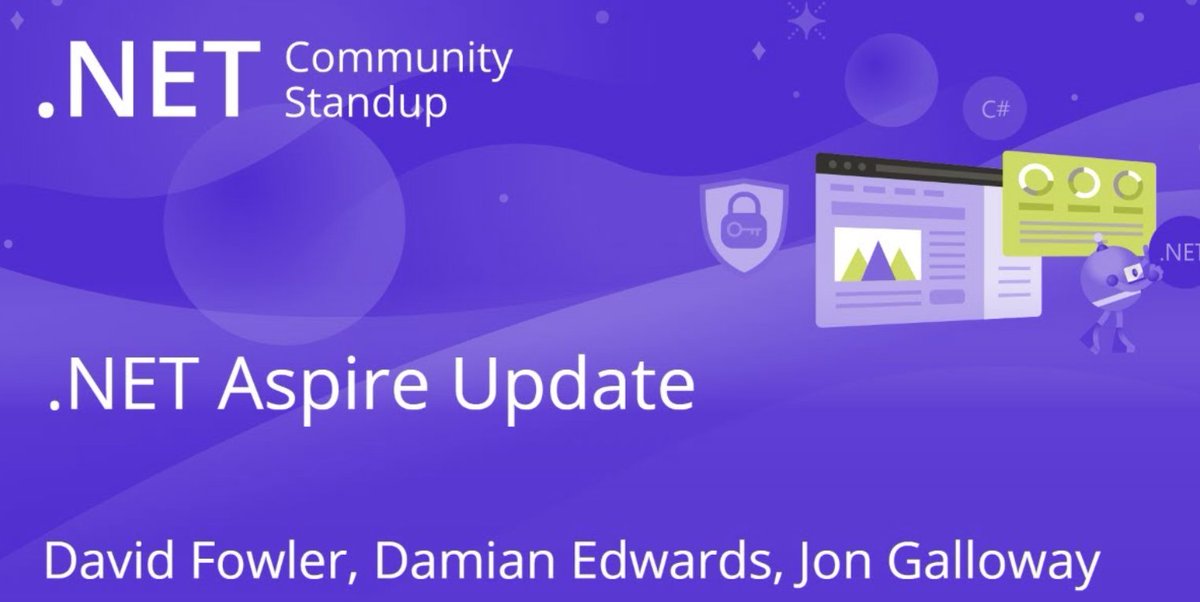 I'm going to be on the .NET Community stand up talking about .NET Aspire with @DamianEdwards youtube.com/live/Osf7_ZxRl… We're overdue for an update! #dotnet #aspire