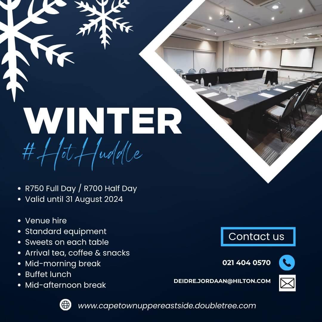 Get cozy in Cape Town with us this winter and do a #HotHuddle. Elevate your conference game with our modern amenities and inspiring event spaces. Reserve your spot today! 

#winter #wintertime #winterconference #events #meeting #hotel #capetown #woodstock #businesstravel